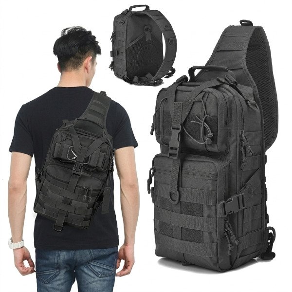 Producto - Morral Bolso Tactico Militar Pechera Negro Tela Antidesgarro 15 Litros - 5