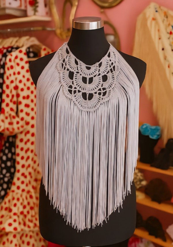 Producto - COLLAR DE FLECOS DE SEDA XL COLOR PLATA