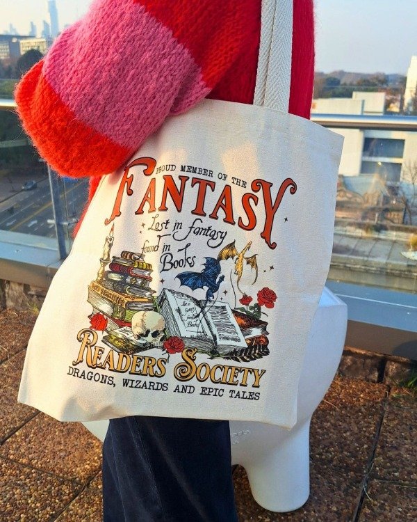 Producto - Tote bag / "Fantasy Readers Society" lienzo crudo
