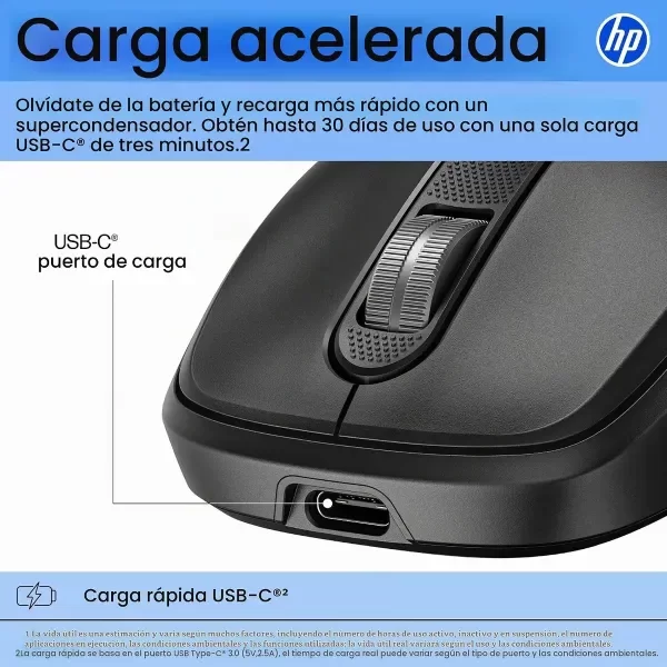 Producto - Mouse Hp 510 Inalámbrico 4000 Dpi Confort Carga Ultra Rapida - 2