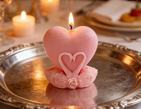 Producto - MOLDE SILICONA CORAZON CON CISNES