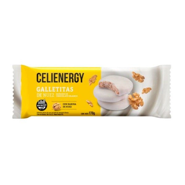 Producto - Galletita de Nuez bañada en Chocolate Blanco x 170g SIN TACC- Celienergy