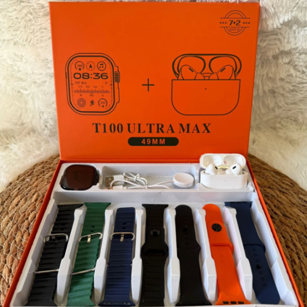 Producto - Smartwatch T100 ULTRA MAX + Auriculares + 7 mallas