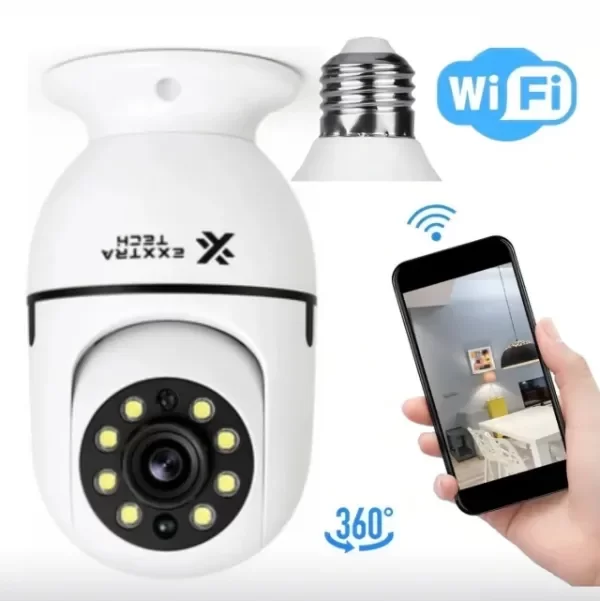 Producto - Foco Cámara de Seguridad Exxtra Tech Inteligente Wifi Hd 360 - 0