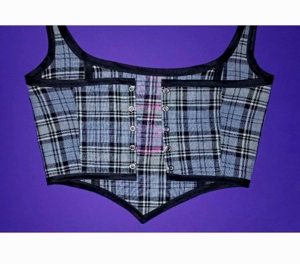 Producto - Orbe rosa flúor CORSET tartan grises - 1