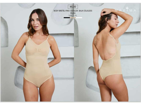 Producto - M220 - Máxima - Body de Lycra Bretel Fino Espalda Baja Colaless