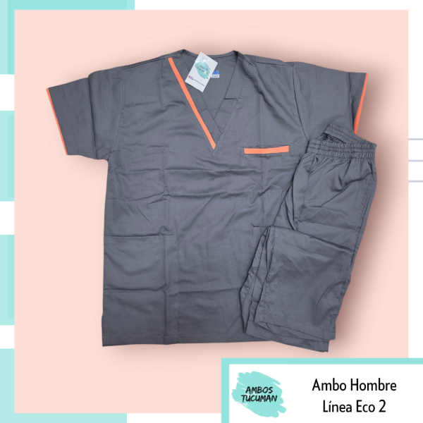 Producto - Ambo Eco Gris Topo detalle Naranja