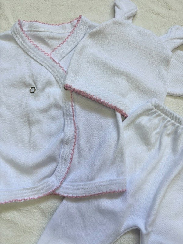 Producto - Ajuar 3 piezas Picot Rosa