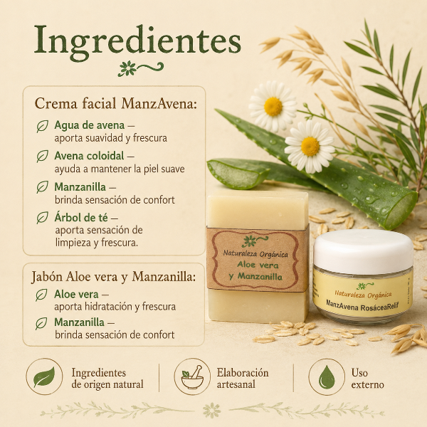 Producto - Kit Facial Natural ManzAvena + Jabón Aloe Piel Sensible y Rosácea - 2