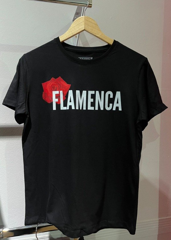Producto - Remera Básica Estampa Flamenca y Rosa  Talle S