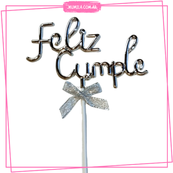 Producto - Topper Feliz cumple plateado FC05