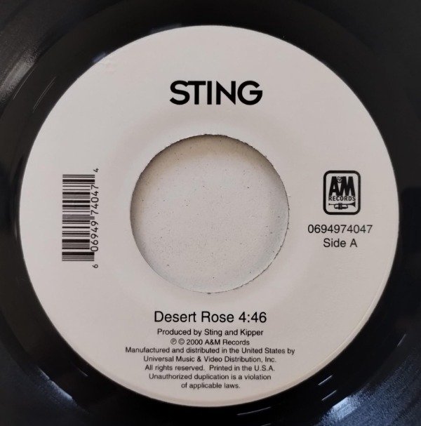 Producto - STING Desert Rose + After The Rain Has Fallen Simple 7 USA 2000 Jukebox POLICE