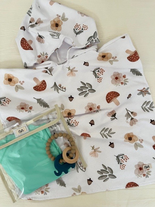 Producto - Poncho toalla honguitos beige