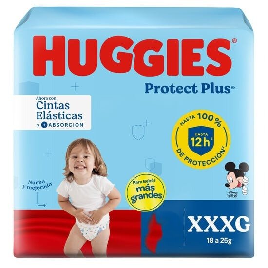 Producto - Nuevo Pañal Huggies Protect Plus cintas elásticas + absorción XXXG X 28 U