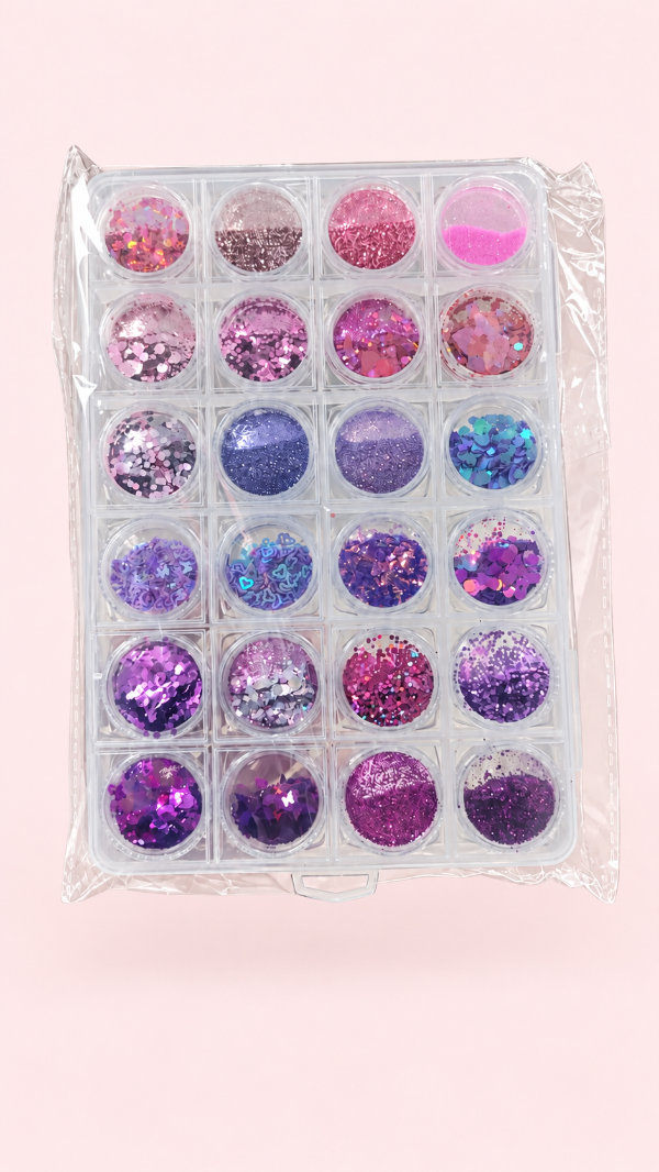 Producto - SET 24 BRILLOS/GLITTER  DECORACION 160GR X CAJA 7A7 - 2
