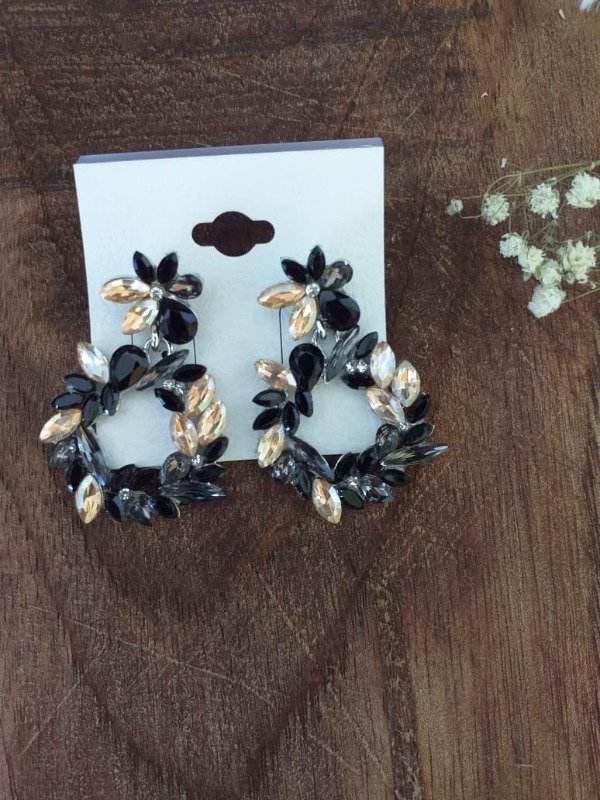 Producto - AF0032 Aro Piedra Colgante Ámbar/Negro