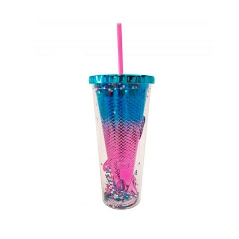Producto - VASO ACRILICO CON TAPA Y SORBETE SIRENA 650C