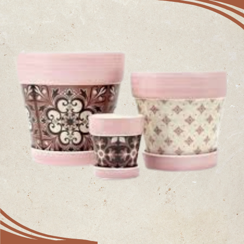 Producto - Kit de 3 macetas decoradas Rosa