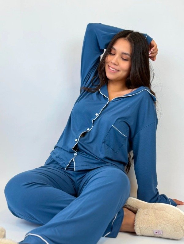 Producto - Pijama Camisero Celeste