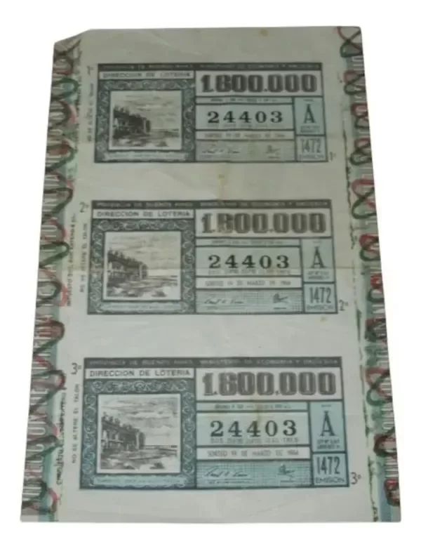 Producto - Billete Loteria De La Provincia de Buenos Aires Tandil 1964 (usado)