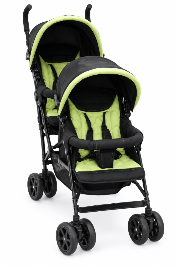Producto - Cochecito doble para bebé verde y negro - 0