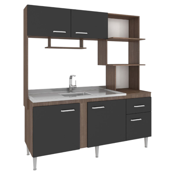 Producto - Cocina Compacta 1.65 m GRAFITO (incluye mesada 1.20)
