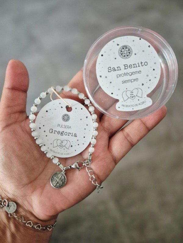 Producto - Pulsera Acero Gregoria (Cuarzo blanco)