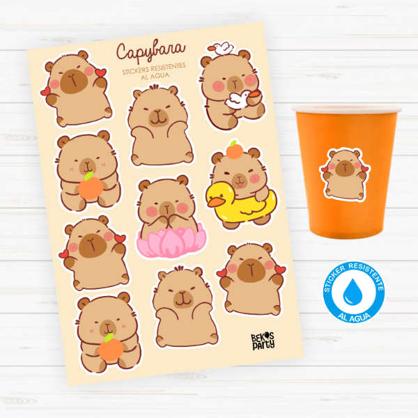 Producto - Sticker Silueta Resistentes al Agua "Capybara"