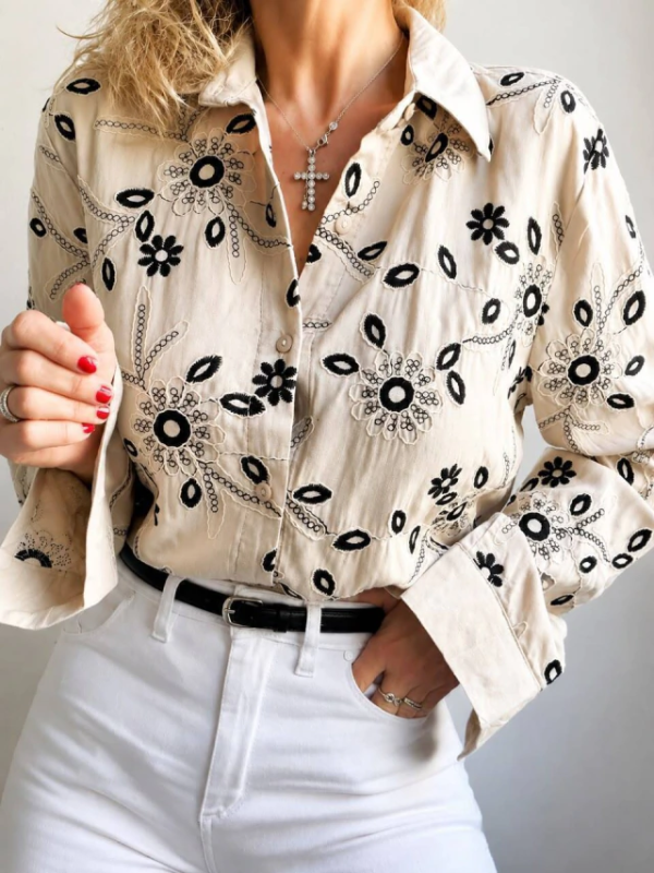 Producto - Camisa bordado beige natural negro