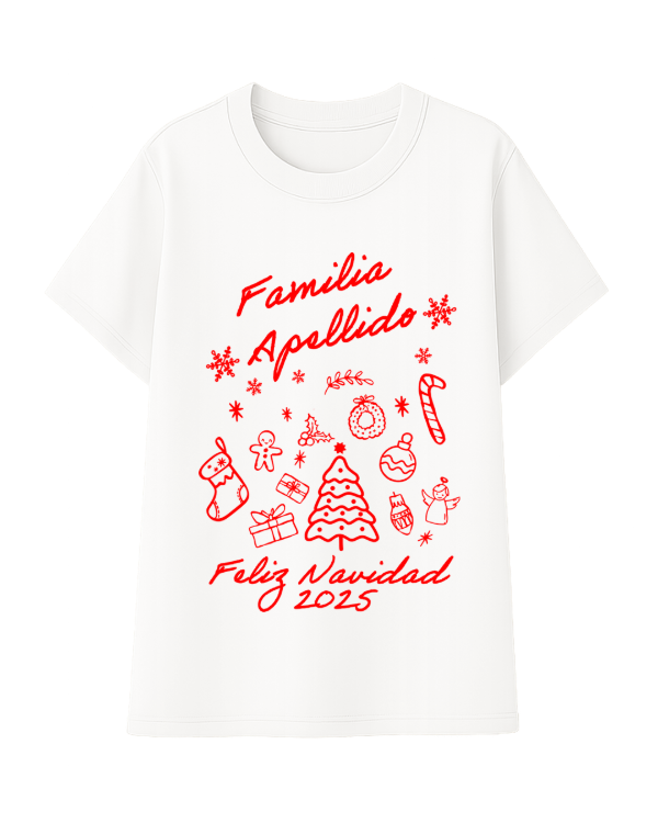 Producto - Remera Algodón Feliz Navidad Familia Personalizada R