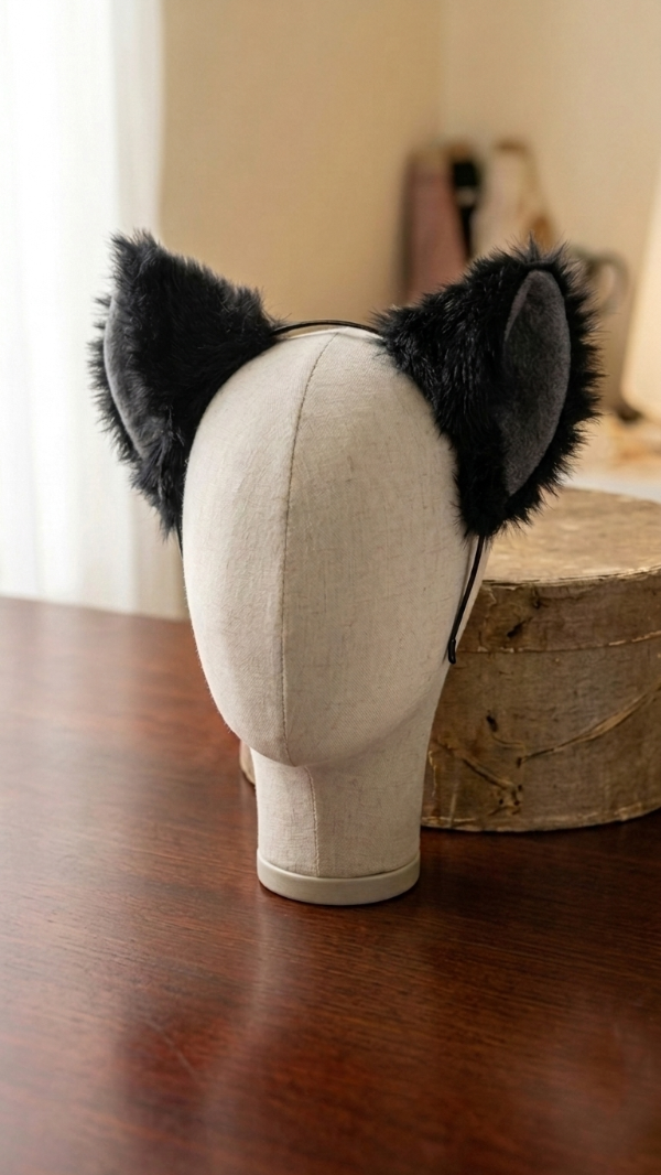 Producto - Vincha de gato o lobo negro int. Gris - 2