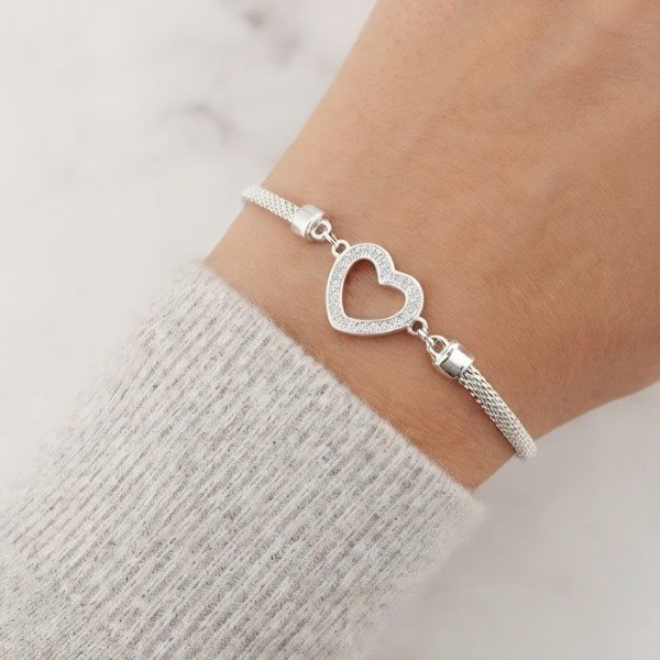 Producto - Pulsera Corazon Calado Cubic -Plata 925 - 1