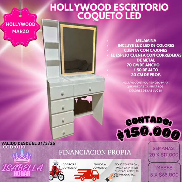Producto - HOLLYWOOD ESCRITORIO COQUETO LED
