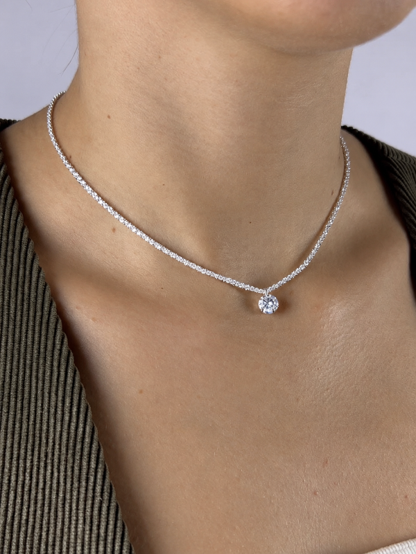 Producto - CADENA DE PLATA BRILLANTE CON CUBIC 9082 - 0