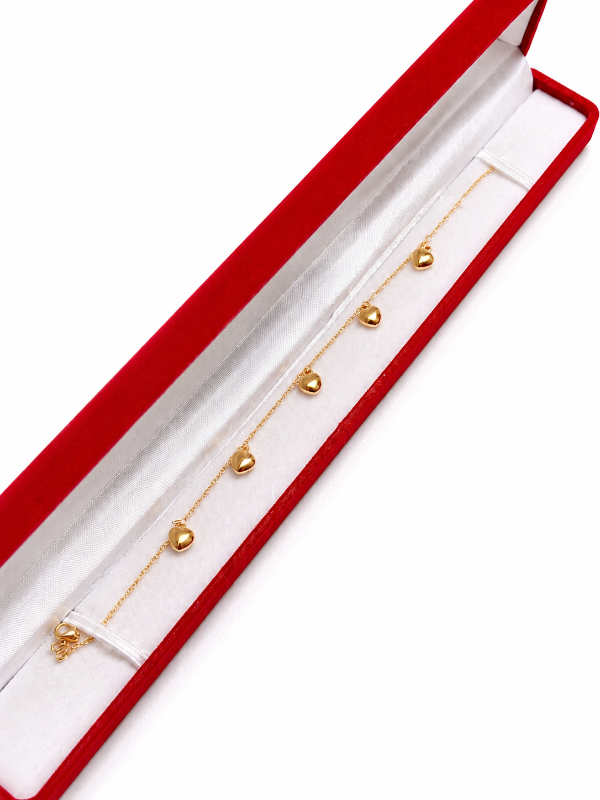 Producto - Pulsera singapur con dijes varios corazones oro 18k - 0