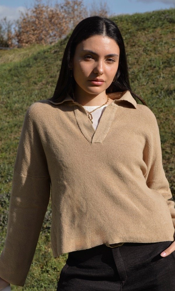 Producto - Sweater Tejido Algodón Ocre Valmont