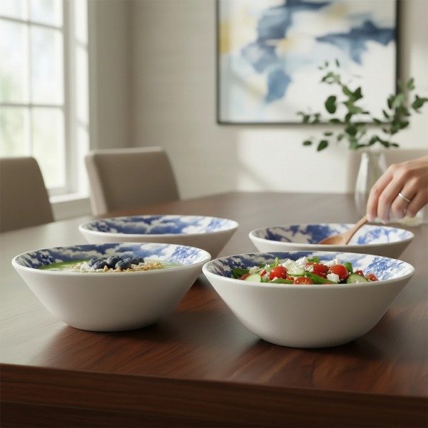 Producto - SET DE 4 BOWLS CENA INGLESA DE CERAMICA 15CM 500CC - 0