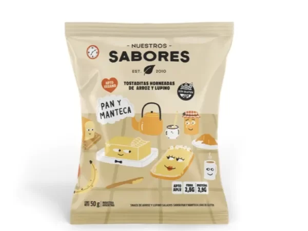 Producto - Tostaditas de arroz sabor pan y manteca Nuestros Sabores