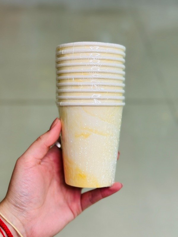 Producto - Vaso polipapel Marbel amarillo pastel x10u