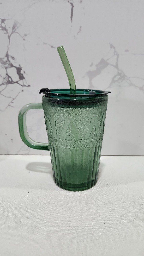 Producto - Vaso de Vidrio con manija verde