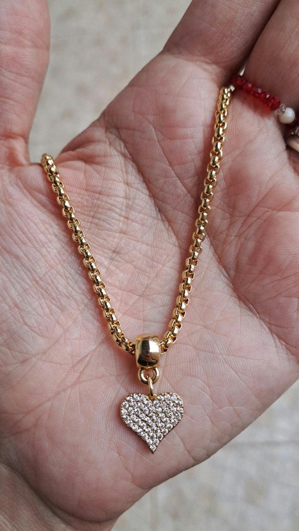 Producto - Collar enchapado en oro 36cm más 10cm de alargue con Dije Corazón Shine