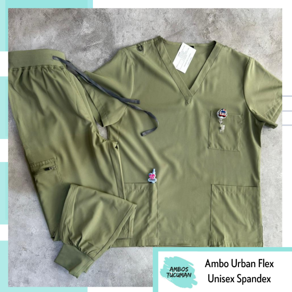 Producto - Ambo Urban Flex - Verde Olivo (cuello v)