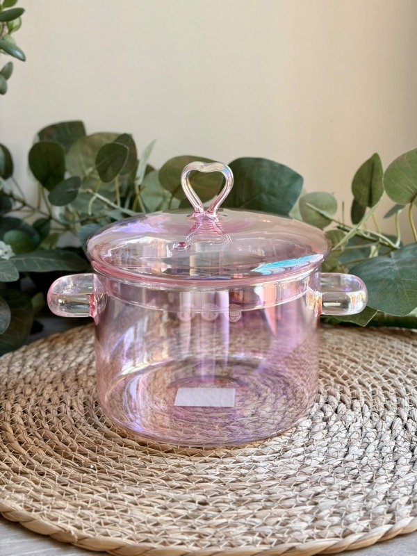 Producto - Olla de vidrio rosa con tapa de 1600 ml - 0