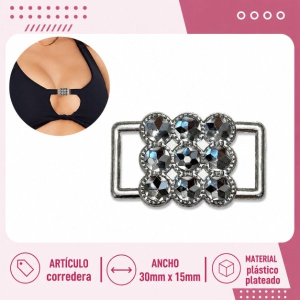 Producto - Corredera 30mmx15mm plateado plástico (por unidad)
