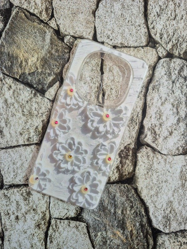 Producto - Funda tpu flexible flores Xiaomi Note 15 5G blanca