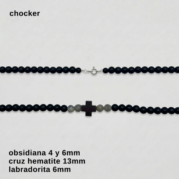 Producto - CHO.HOMB.FP - Obsidiana, labradorita y cruz hematite (DÓLAR)