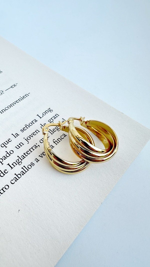 Producto - Argollas triples acero dorado