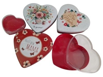 Producto - BOMBONERA CORAZON LATA CON FRASES