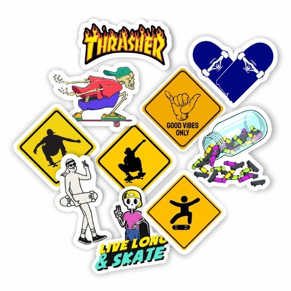 Producto - Pack Skate - 10 stickers 6 cm