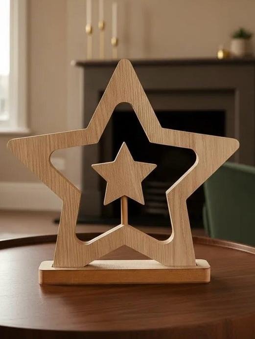 Producto - Estrella Navideña Con Base En Madera Mdf